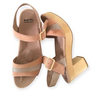 Earth Chestnut Platform Sandals